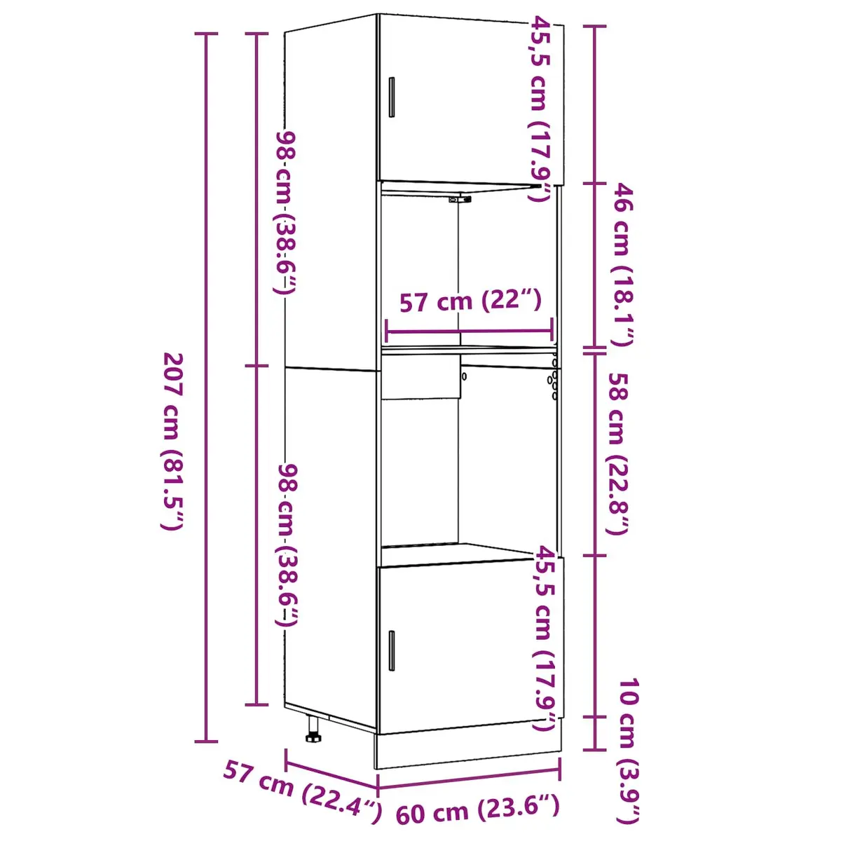 Hanging Cabinet Black Oak Modern 60x57x207cm Engineered Wood