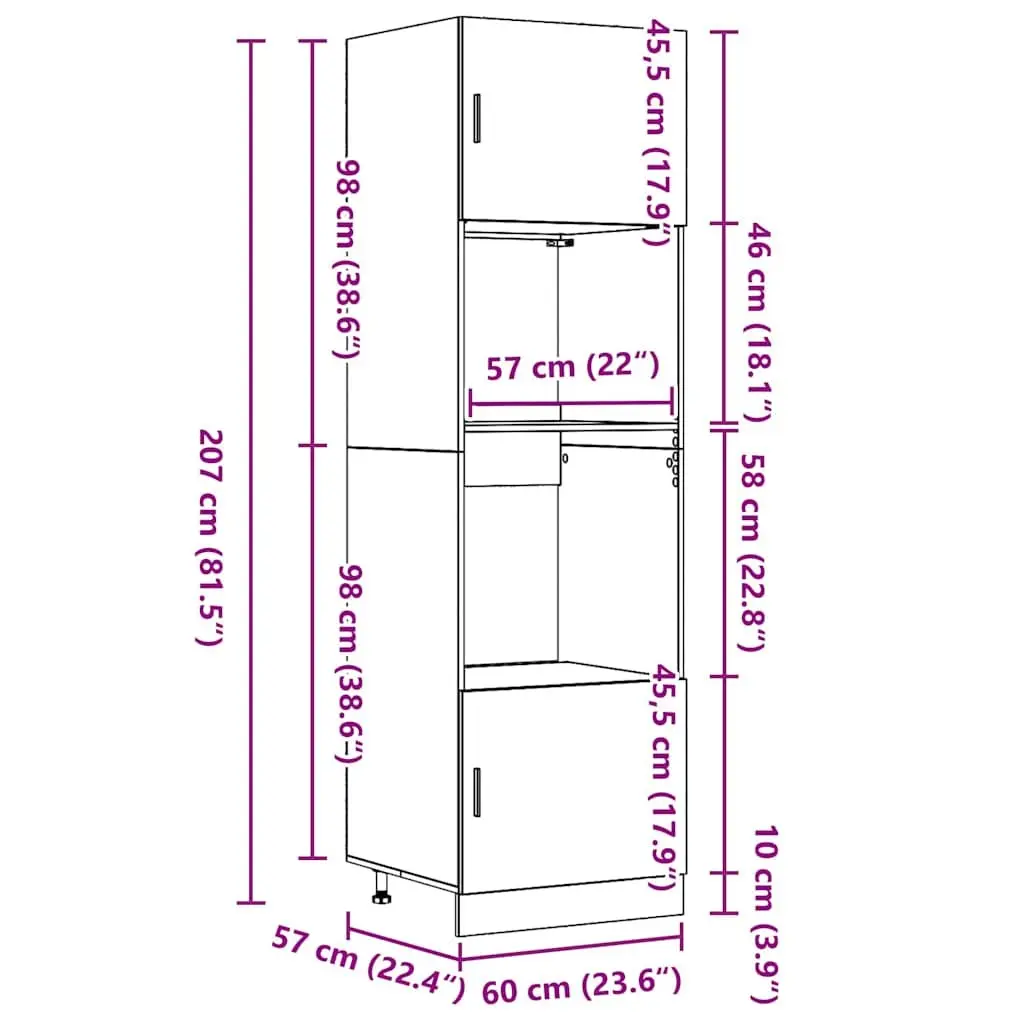 Hanging Cabinet Black Oak Modern 60x57x207cm Engineered Wood