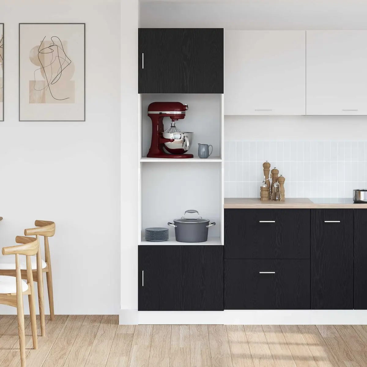 Hanging Cabinet Black Oak Modern 60x57x207cm Engineered Wood