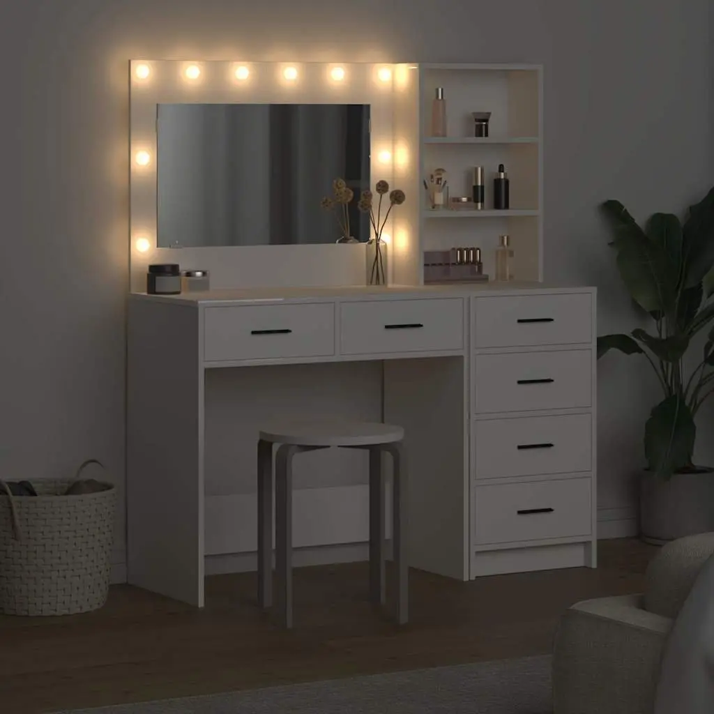 White Dressing Table with LED Lights