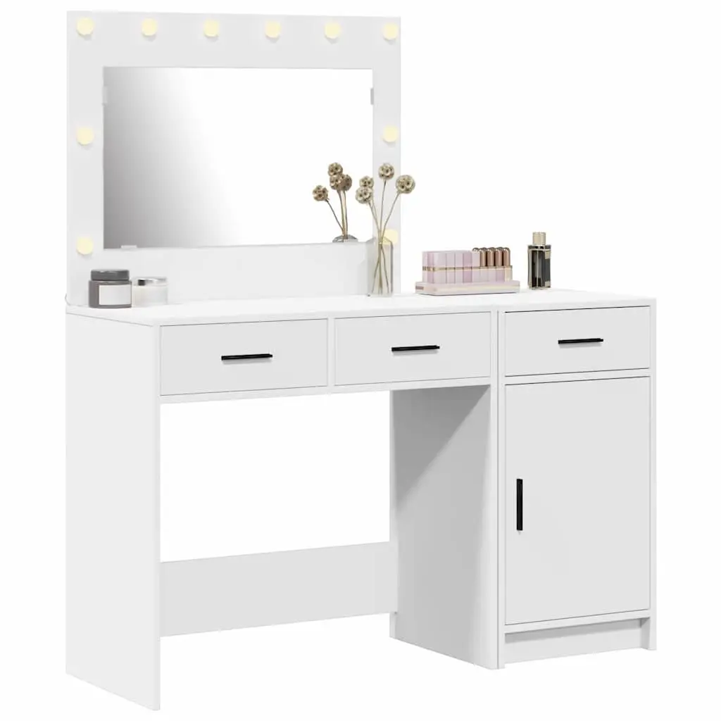 White Vanity Unit with Mirror and LED Lights