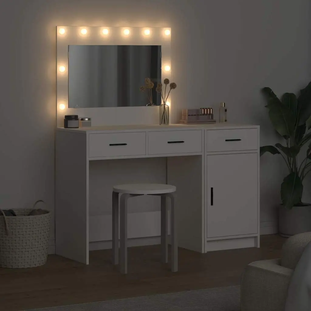 White Vanity Unit with Mirror and LED Lights