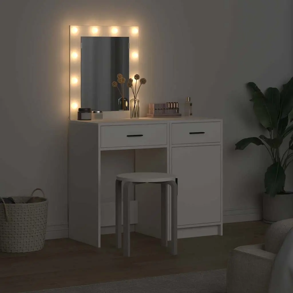 White Dressing Table with LED Strip Lights