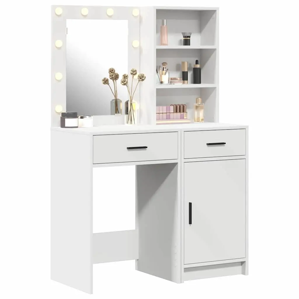 White Dressing Table Set with LED Mirror