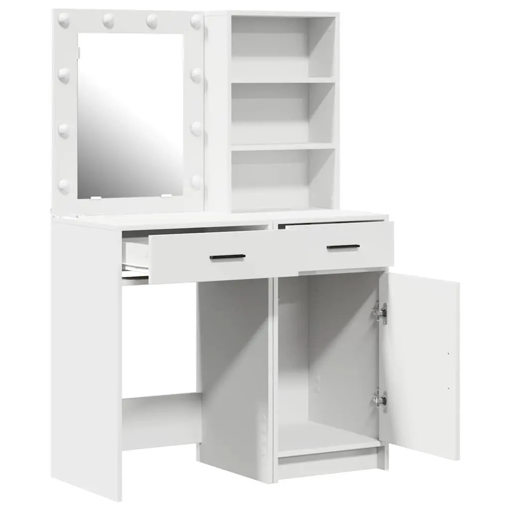 White Dressing Table Set with LED Mirror