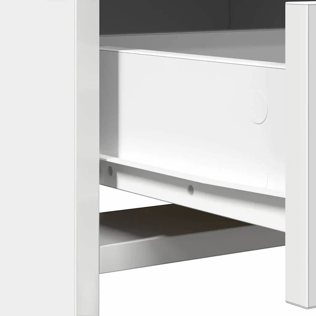 Dressing Table Set White 135cm Engineered Wood LED Mirror Drawers Shelves Storage