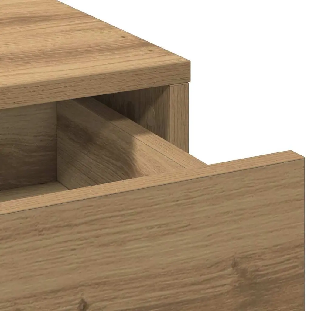 Dressing Table Set LED Mirror Brown Engineered Wood 3 Piece