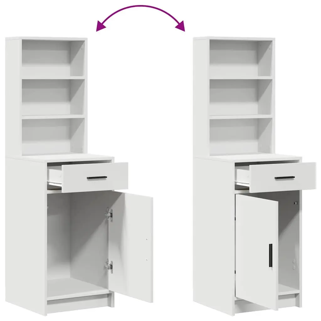 3 Piece Vanity Set with Integrated LED Mirror White Engineered Wood Storage Drawers