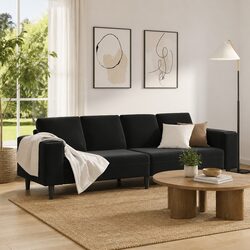 Inviting Black Polyester Sofa for Modern Living Rooms