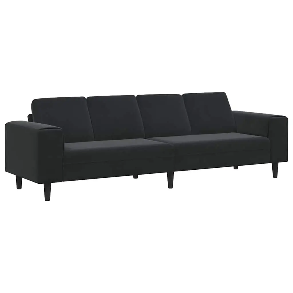 Modern Living Room Couch Black Polyester Upholstery Sofa 250 x 77 x 76 cm