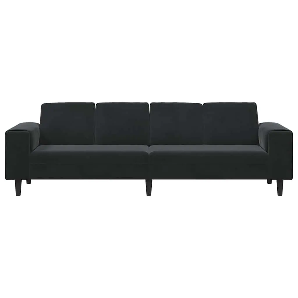 Modern Living Room Couch Black Polyester Upholstery Sofa 250 x 77 x 76 cm