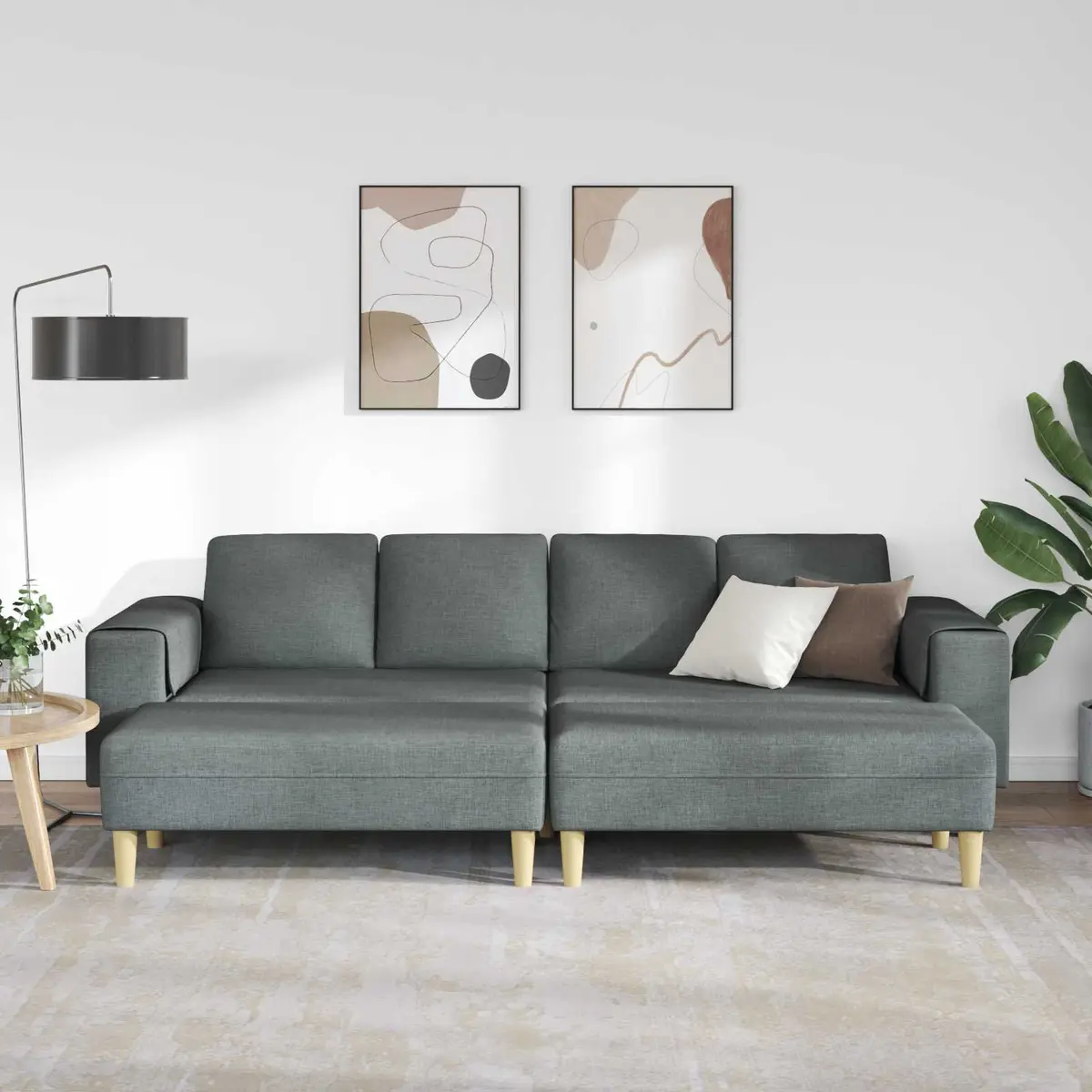 3 Piece Modern Couch Set Grey Polyester Upholstery Foam Cushion