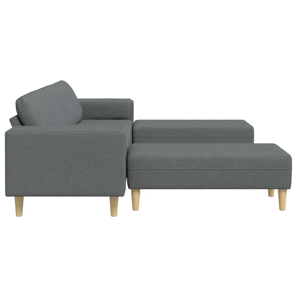 3 Piece Modern Couch Set Grey Polyester Upholstery Foam Cushion