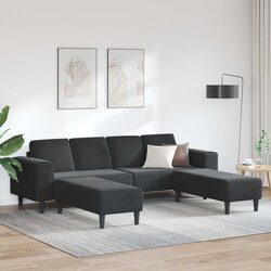 Modern Living Room Couch 3 Piece Black Lounge Sofa with Cushions and Armrests