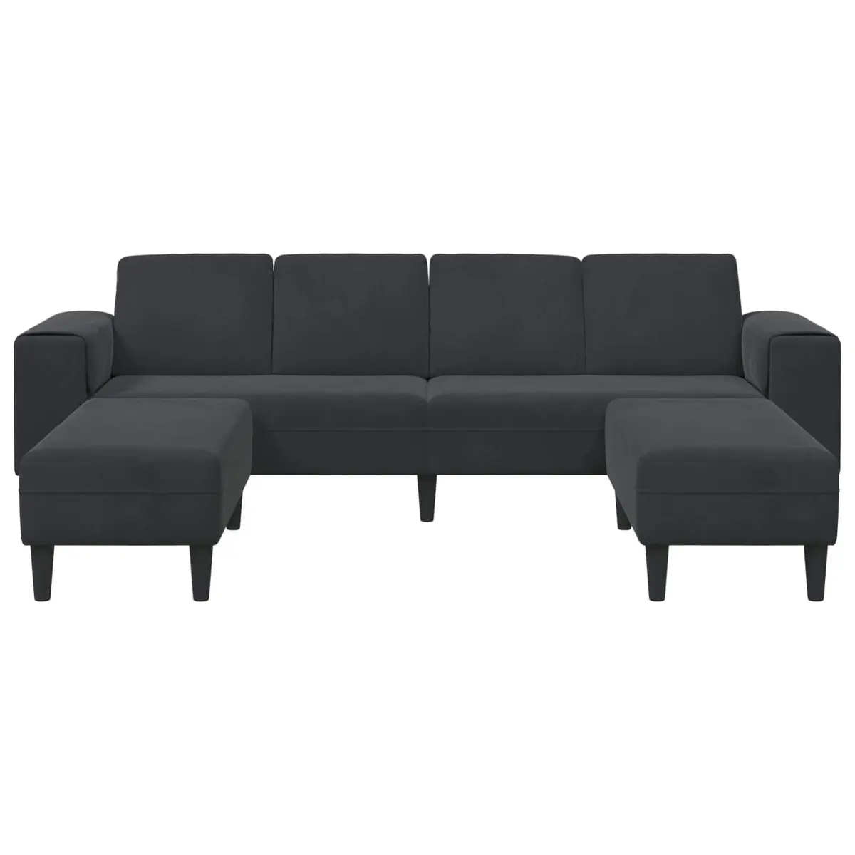 Sofa Modern 3 Piece Black Polyester Upholstery Foam-filled Cushions Armrests