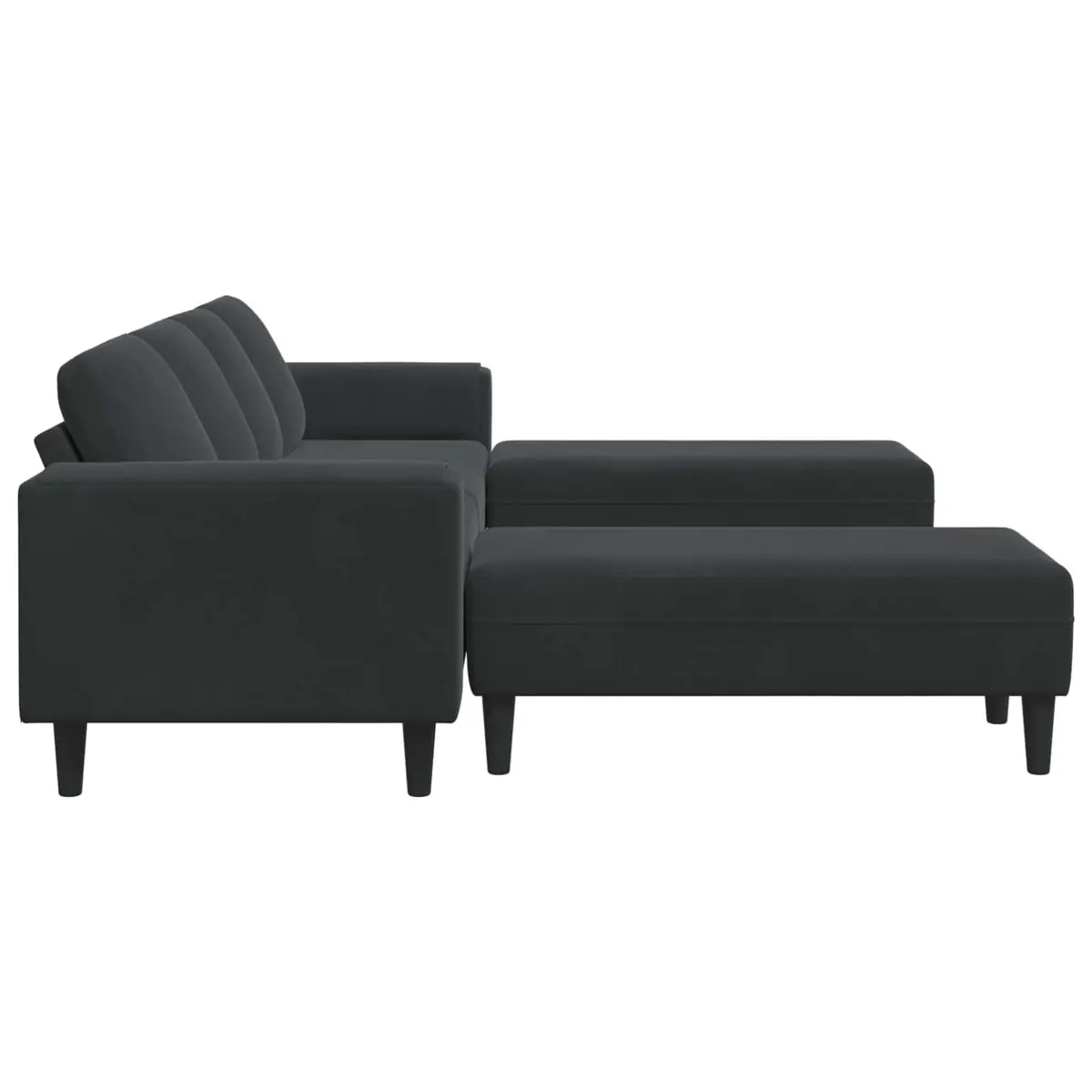 Sofa Modern 3 Piece Black Polyester Upholstery Foam-filled Cushions Armrests