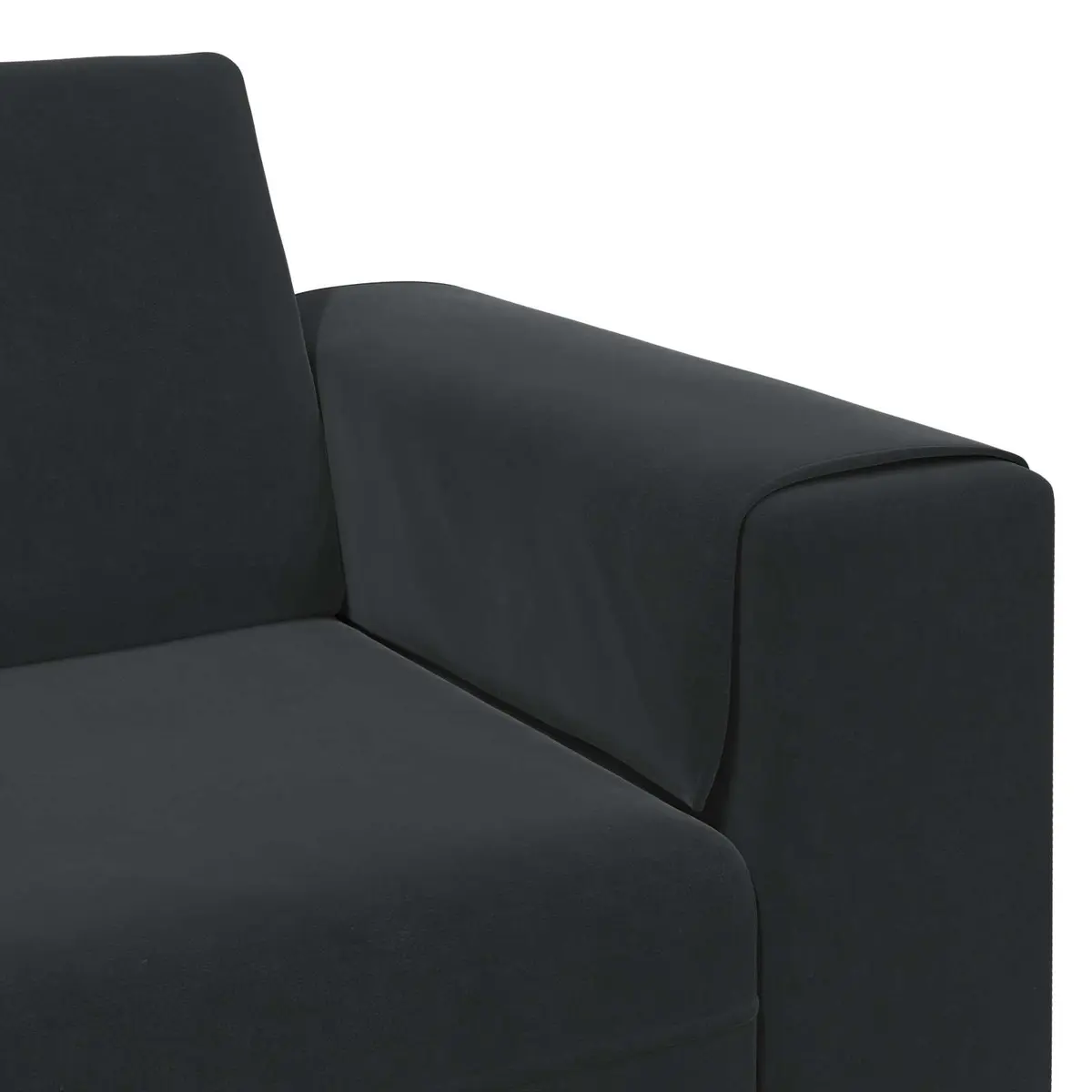 Sofa Modern 3 Piece Black Polyester Upholstery Foam-filled Cushions Armrests
