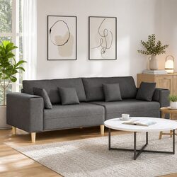 Grey Fabric Sofa with Cushions for Cozy Living Spaces