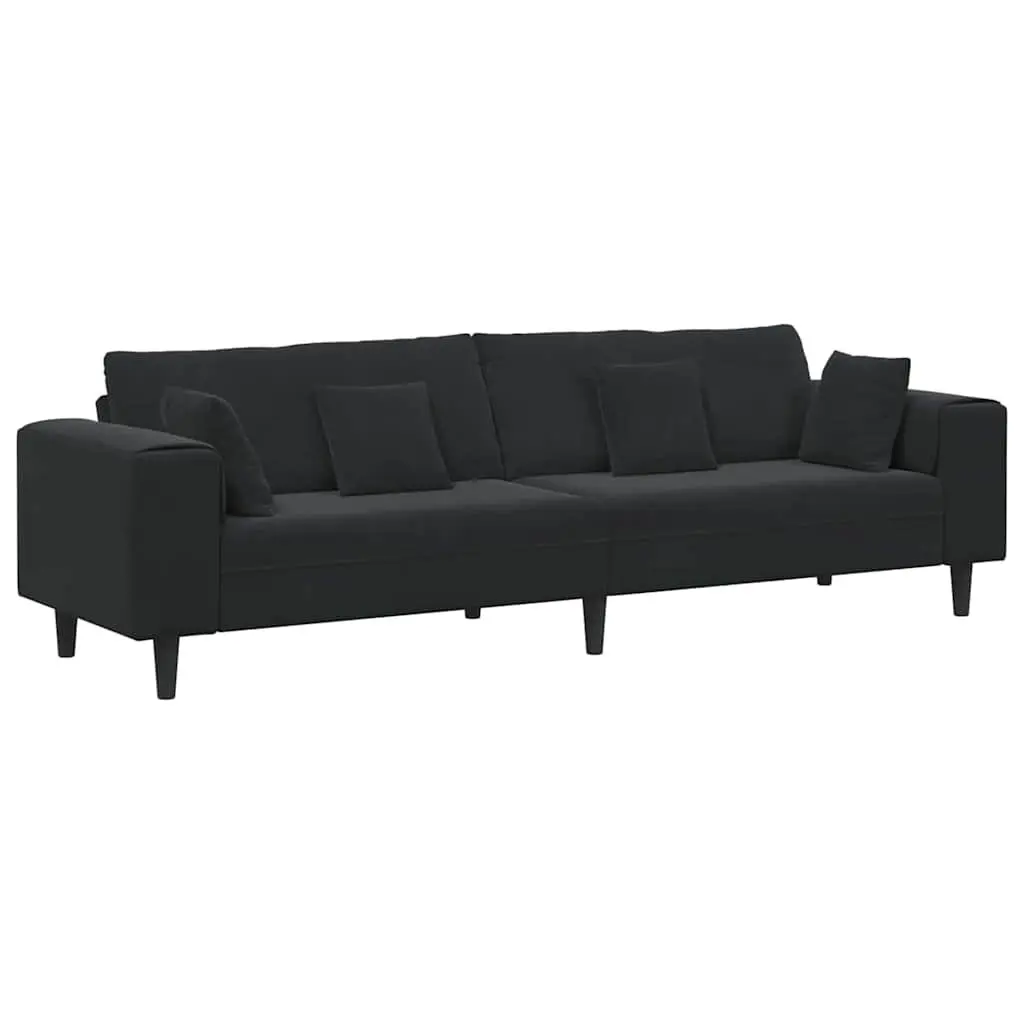 Black Velvet Sofa Contemporary 250cm Plywood Frame