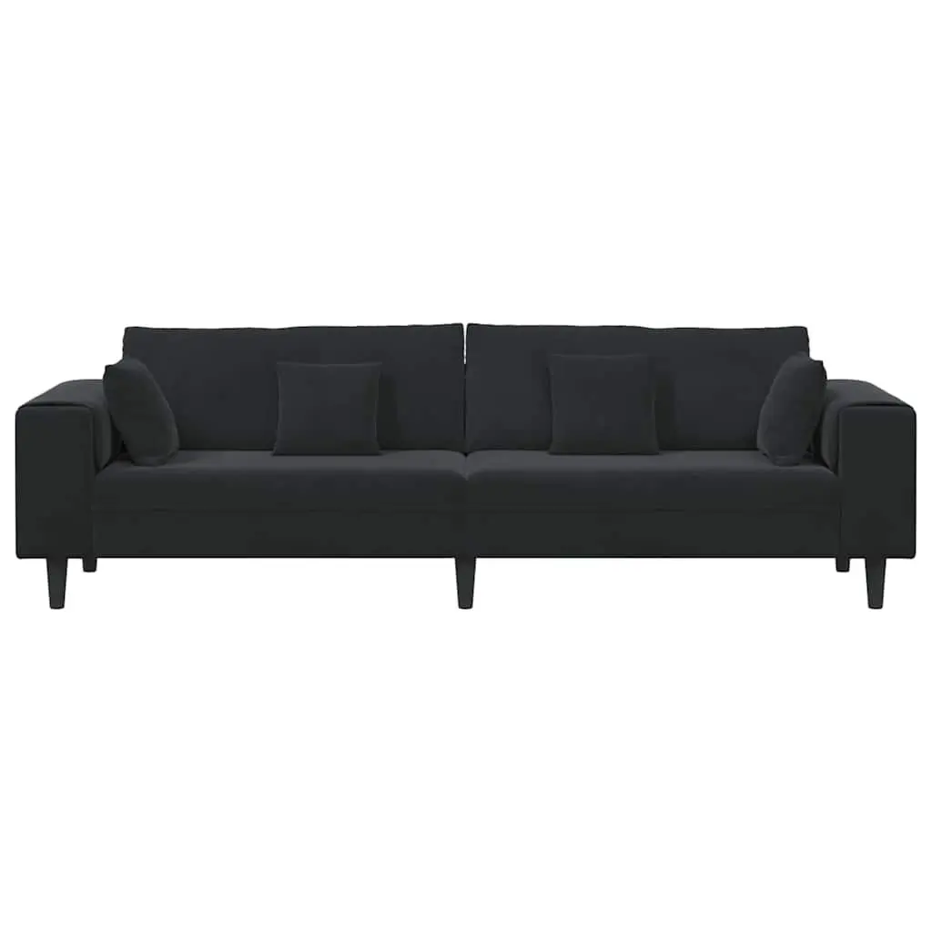 Black Velvet Sofa Contemporary 250cm Plywood Frame