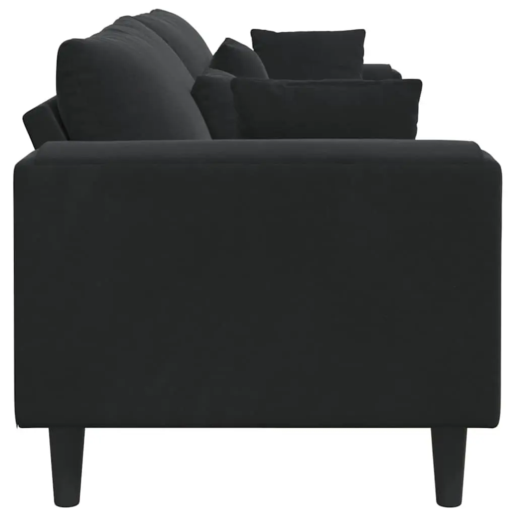 Black Velvet Sofa Contemporary 250cm Plywood Frame