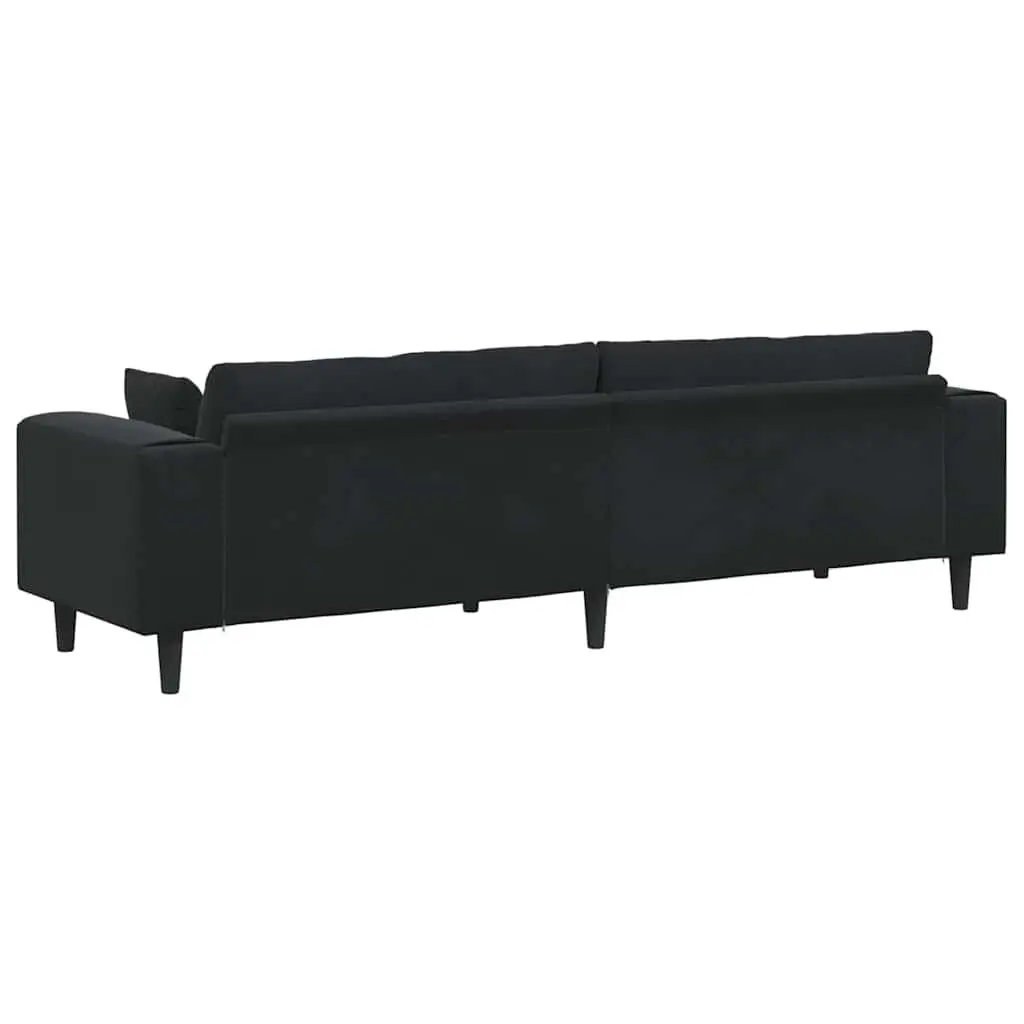 Black Velvet Sofa Contemporary 250cm Plywood Frame