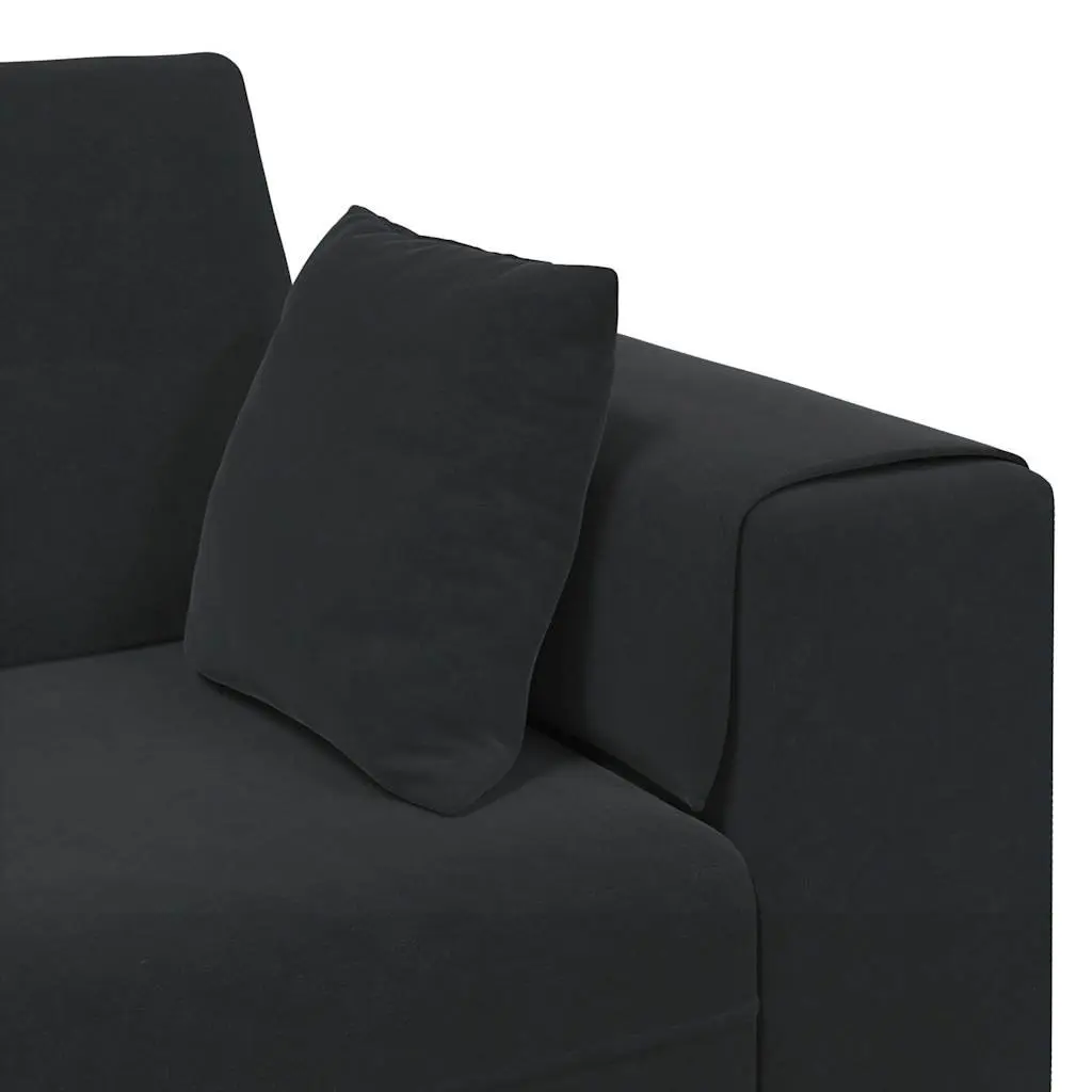 Black Velvet Sofa Contemporary 250cm Plywood Frame