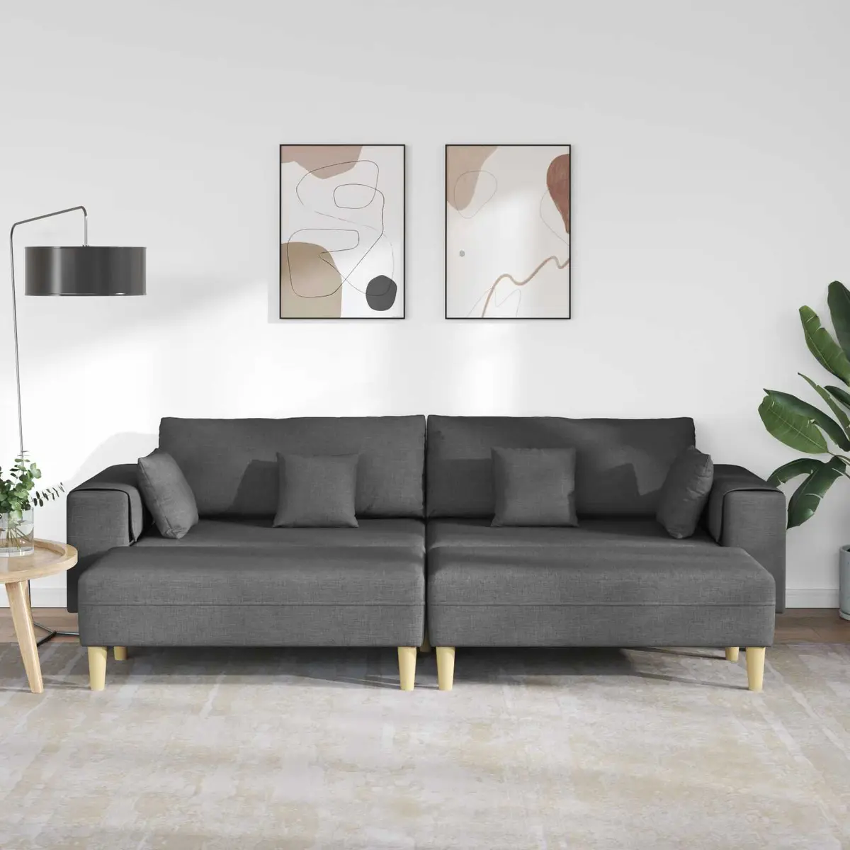 Sofa Modern Grey Fabric 3-Piece Set Living Room Furniture