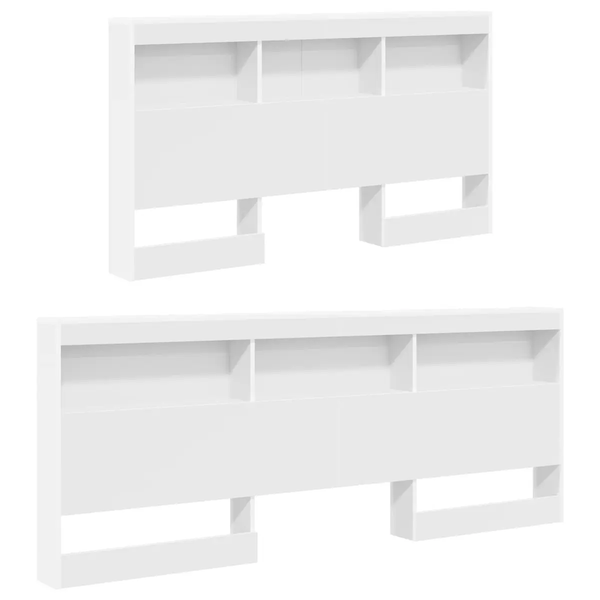 Storage Headboard with Shelves White 140 cm Modern Bedroom Engineered Wood