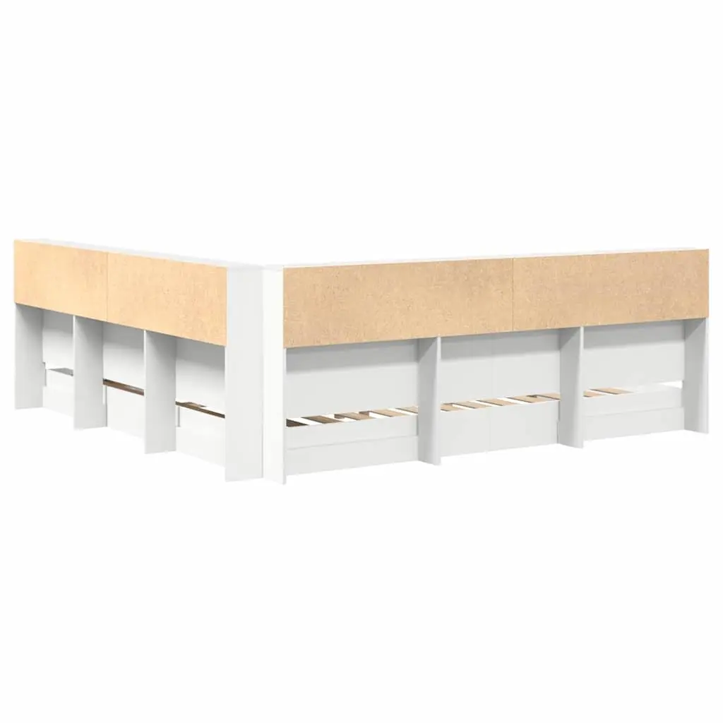 Bookcase Bed with Integrated Headboard L-shaped 180 x 200 cm Engineered Wood Frame White