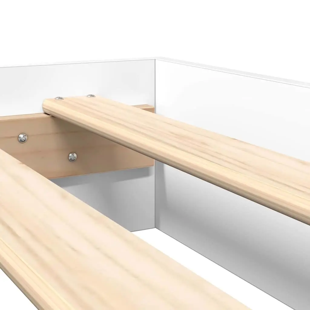 Bookcase Bed with Integrated Headboard L-shaped 180 x 200 cm Engineered Wood Frame White