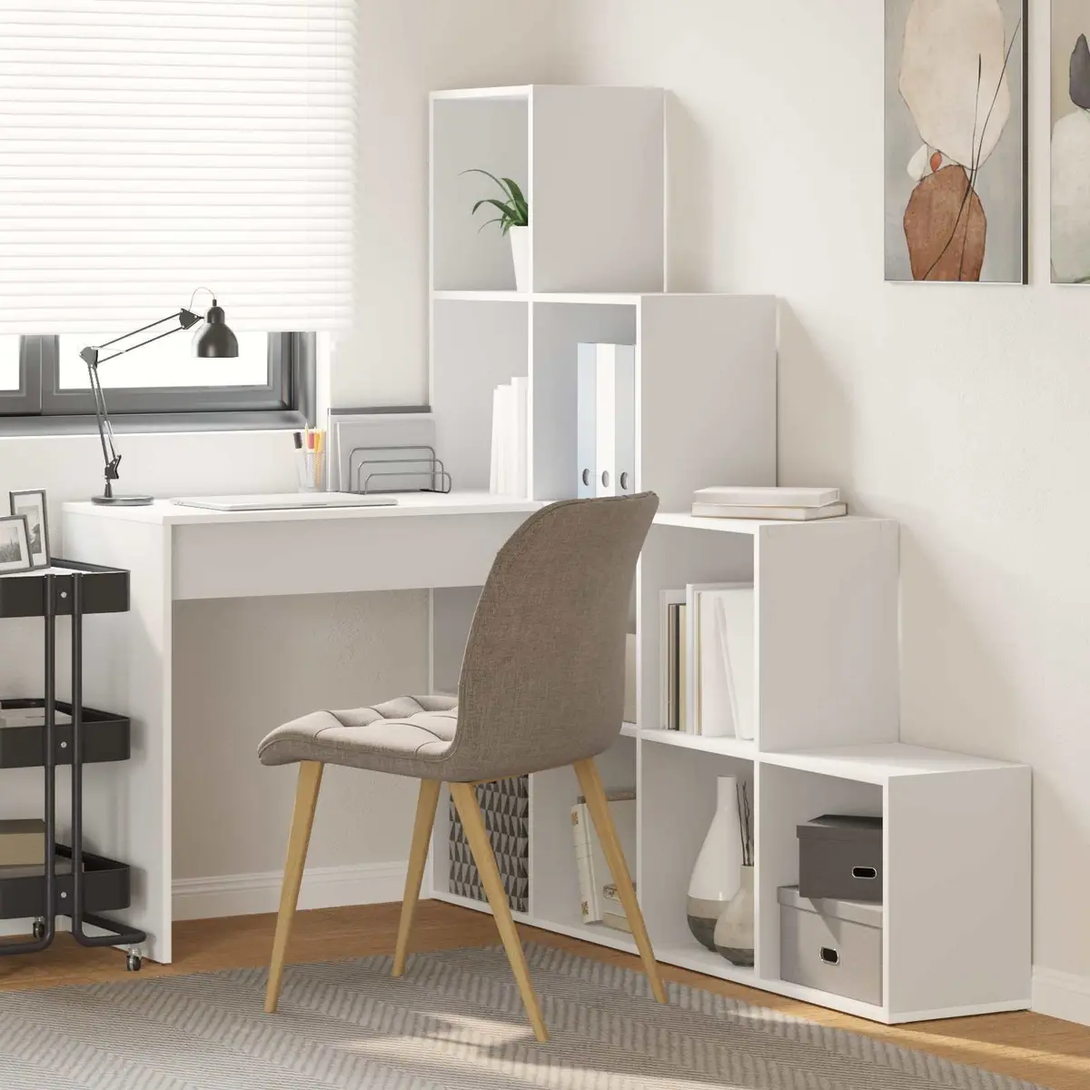 Corner Desk White 101.5 x 149.5 x 149.5 cm Engineered Wood Storage Shelves