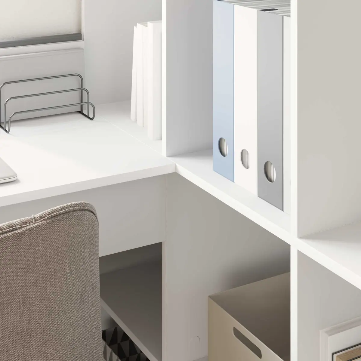 Corner Desk White 101.5 x 149.5 x 149.5 cm Engineered Wood Storage Shelves