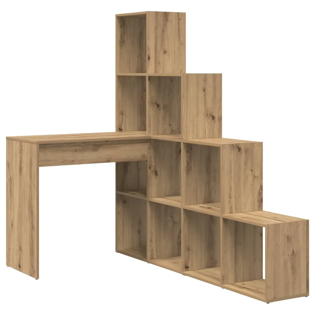 Corner Desk with Storage Shelves Brown Engineered Wood Home Office Workspace