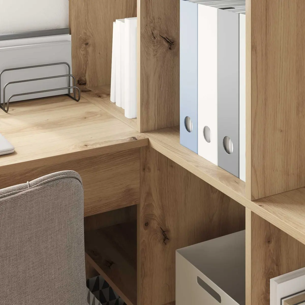 Corner Desk with Storage Shelves Brown Engineered Wood Home Office Workspace