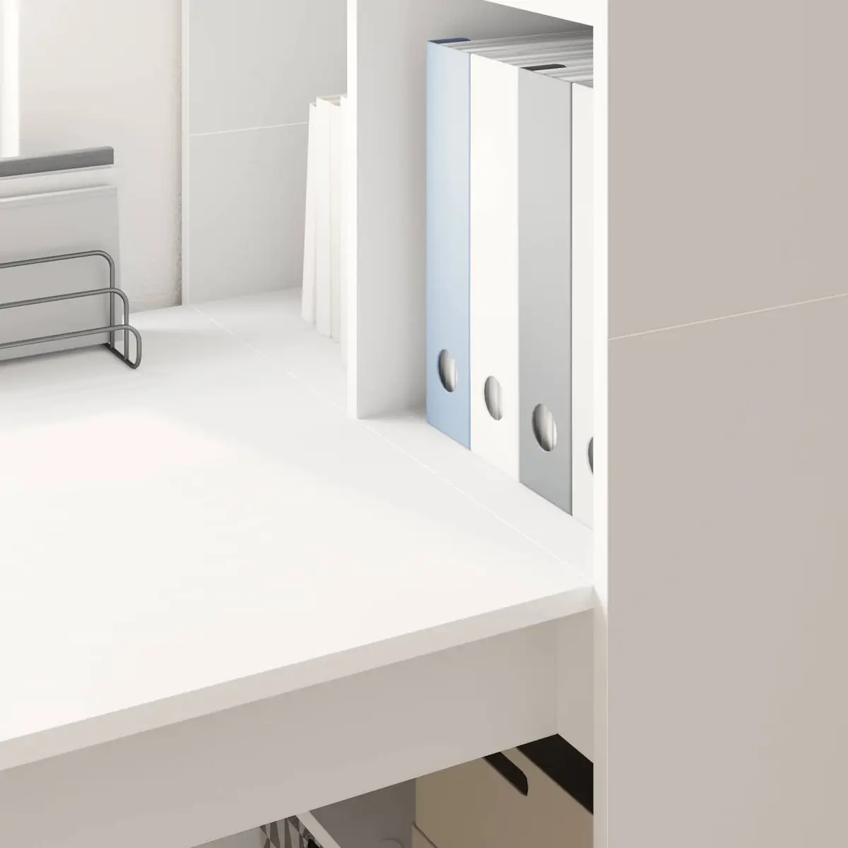 White Writing Desk with Shelf Storage 122cm