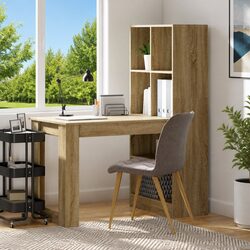 Cozy Writing Desk with Shelves in Brown Finish