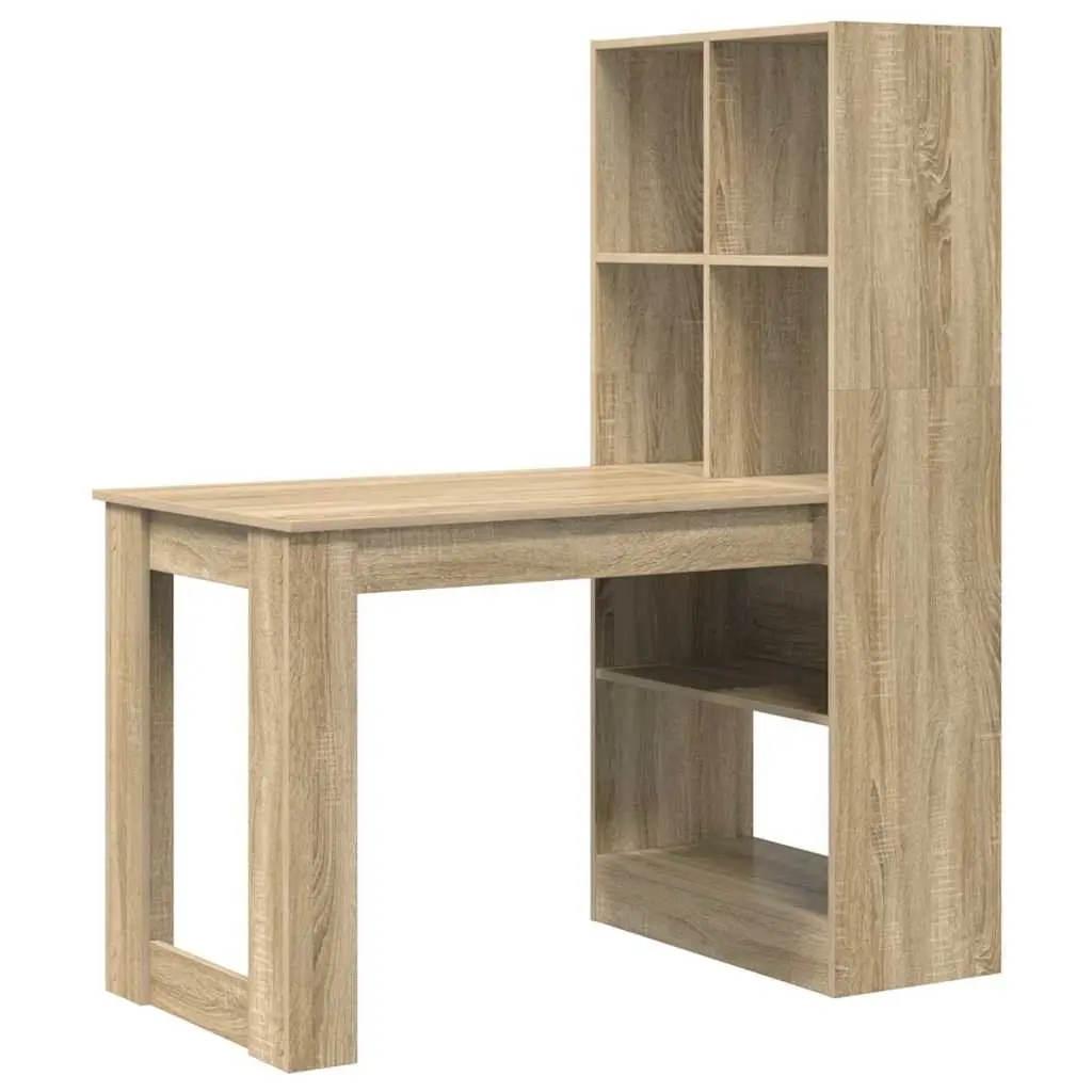 Writing Desk with Shelves Brown 122x67x145cm Engineered Wood
