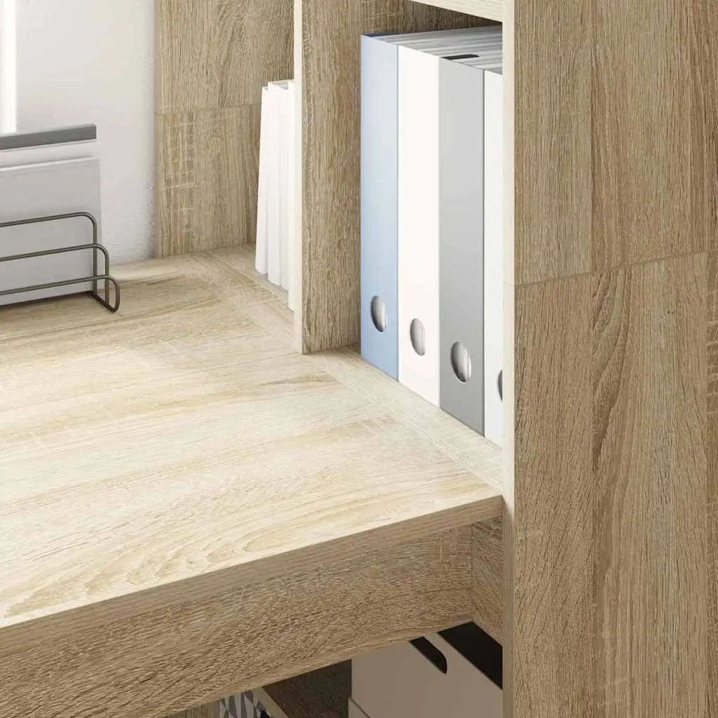 Writing Desk with Shelves Brown 122x67x145cm Engineered Wood