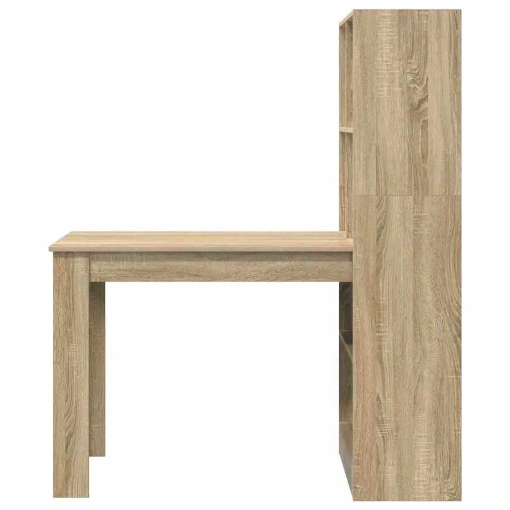 Writing Desk with Shelves Brown 122x67x145cm Engineered Wood