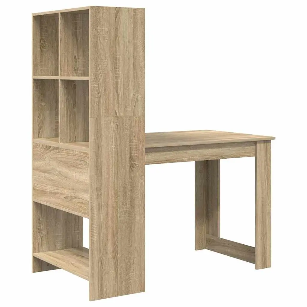 Writing Desk with Shelves Brown 122x67x145cm Engineered Wood