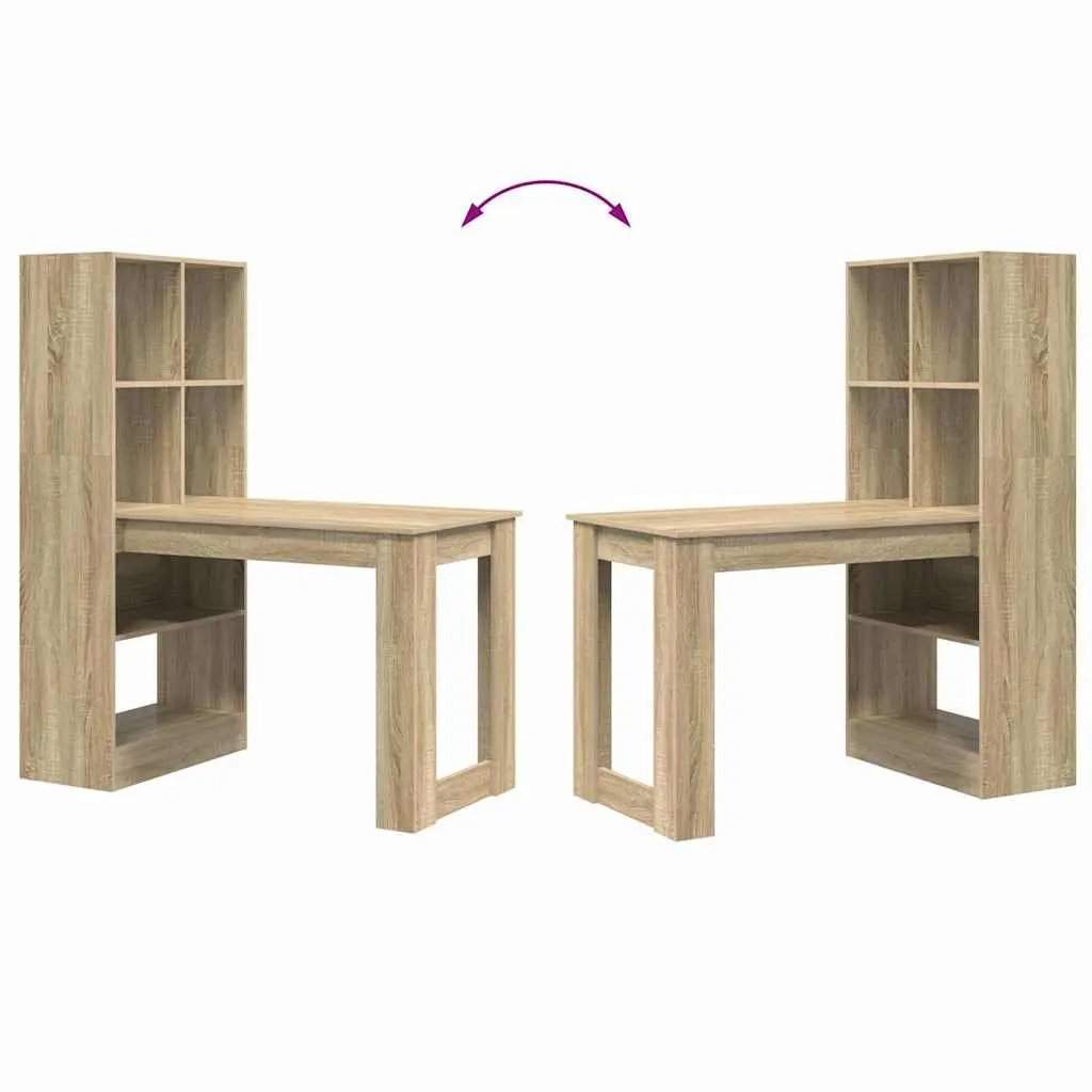 Writing Desk with Shelves Brown 122x67x145cm Engineered Wood