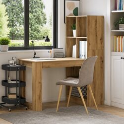 Brown Engineered Wood Writing Desk with Storage Shelves