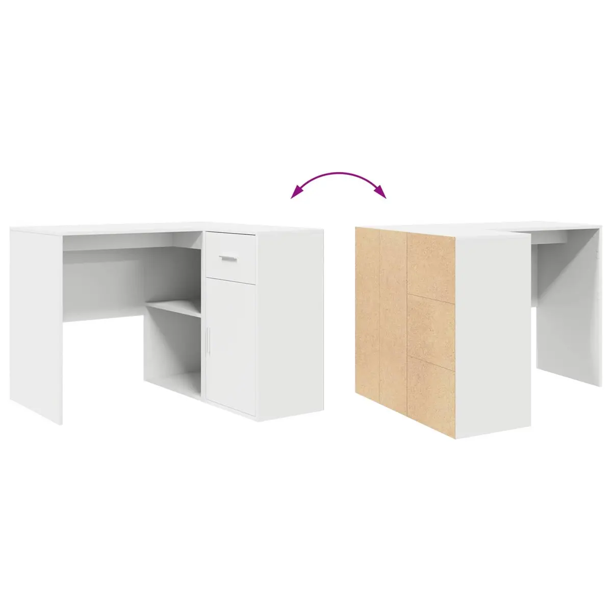 Corner Desk with Drawer in White