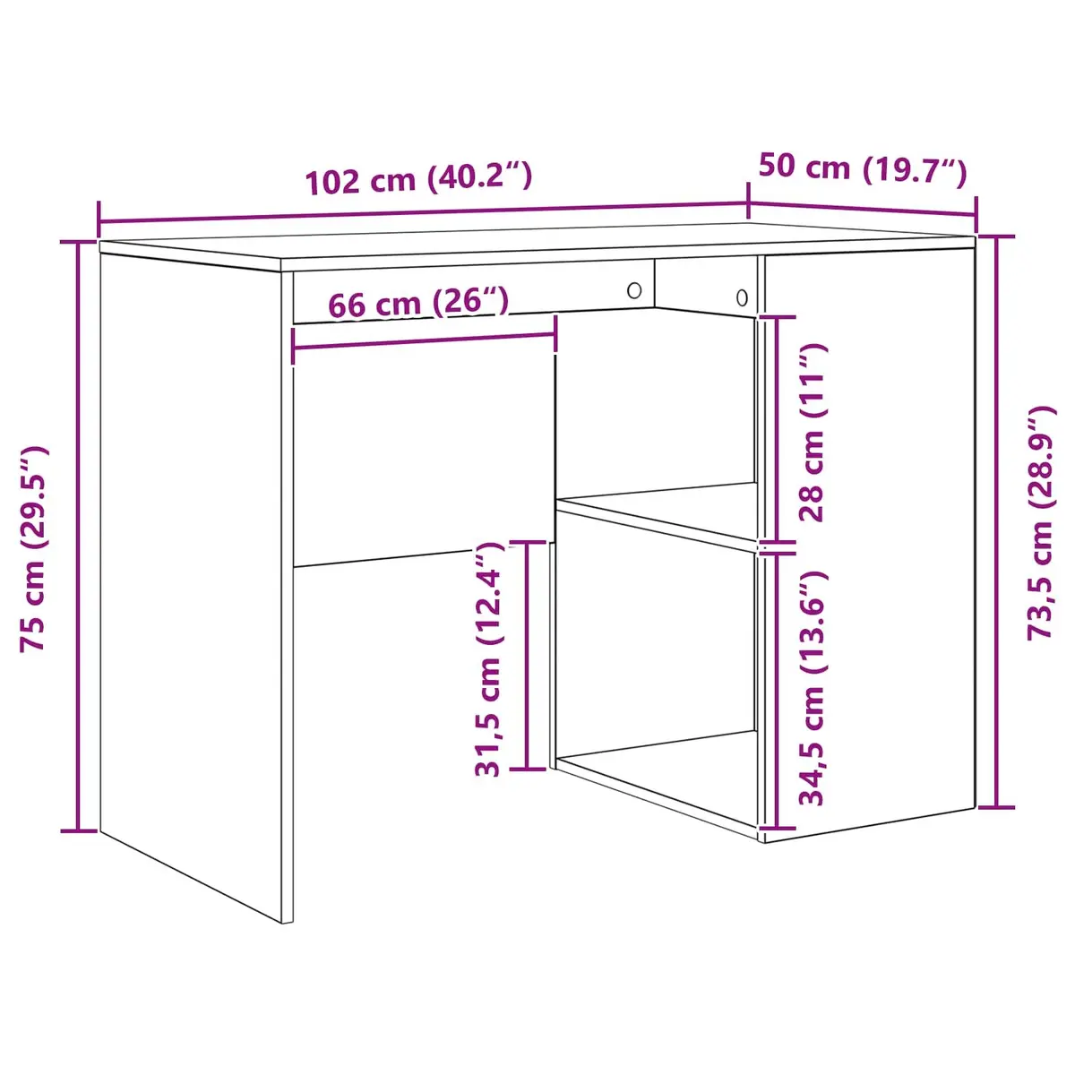 Corner Desk with Drawer in White