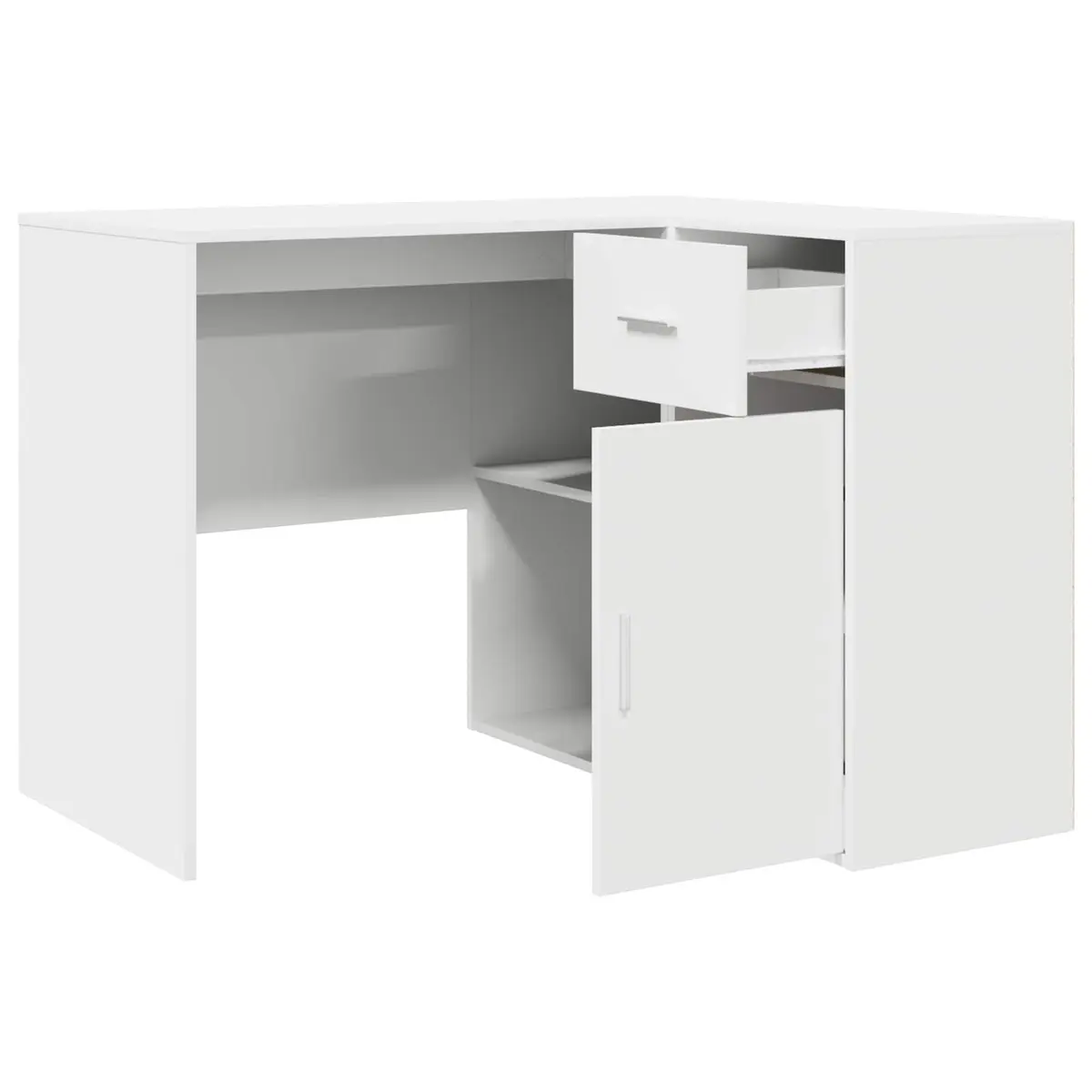 Corner Desk with Drawer in White