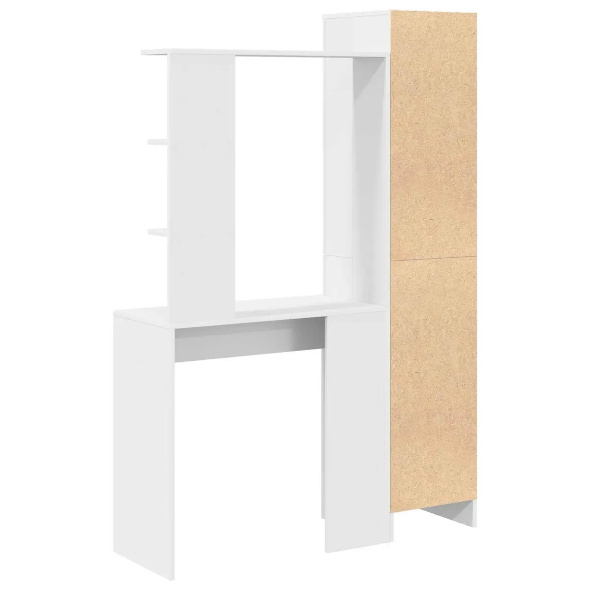 Desk with Shelves and Doors White Engineered Wood Office Workspace Storage
