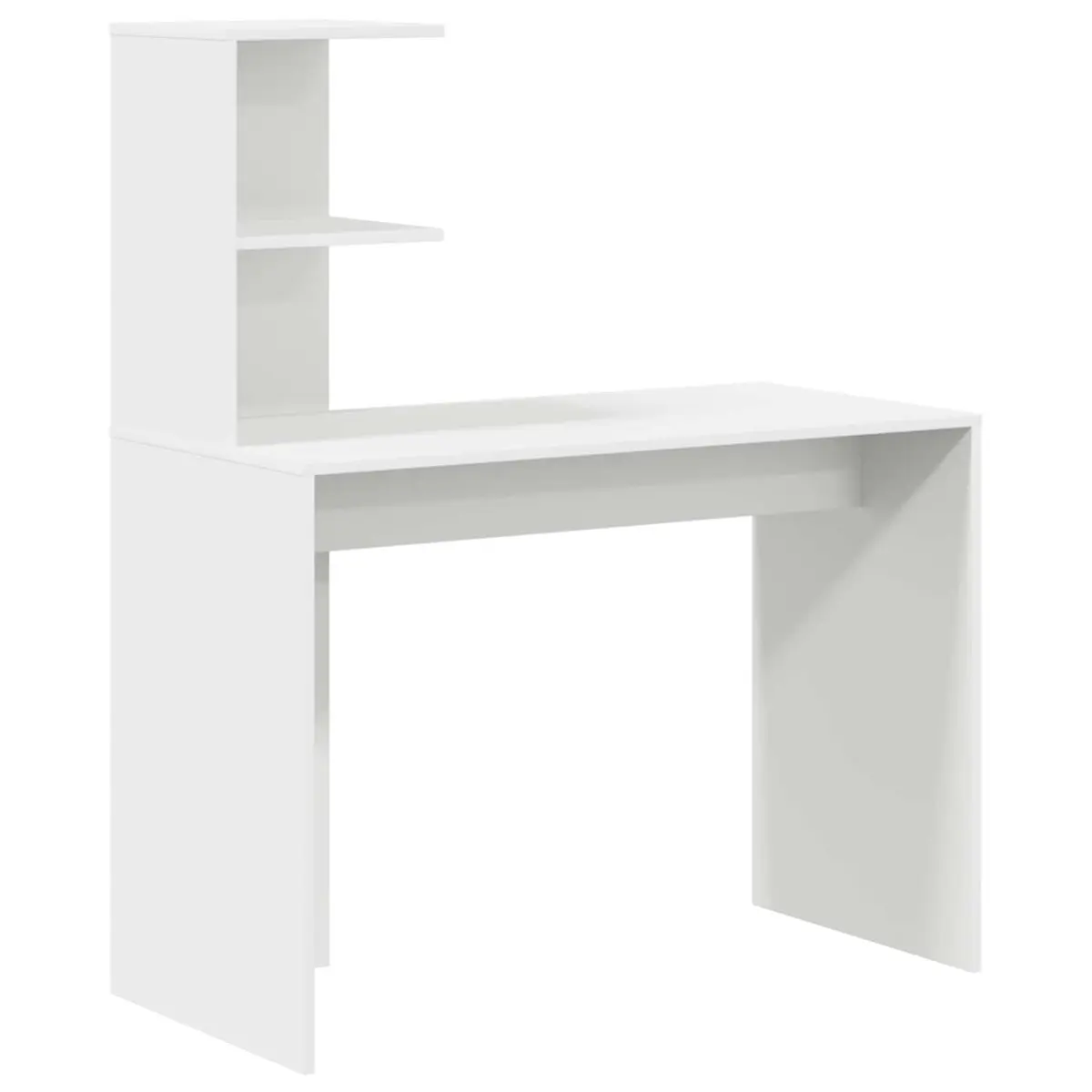 White Desk with Storage Cabinet and Shelves Set