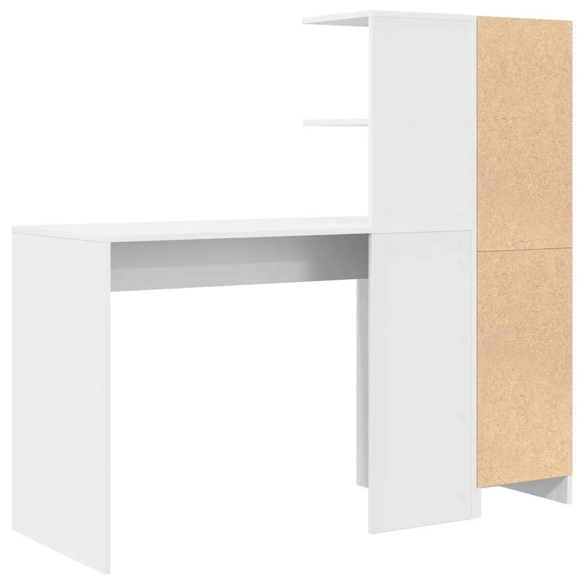 White Desk with Storage Cabinet and Shelves Set