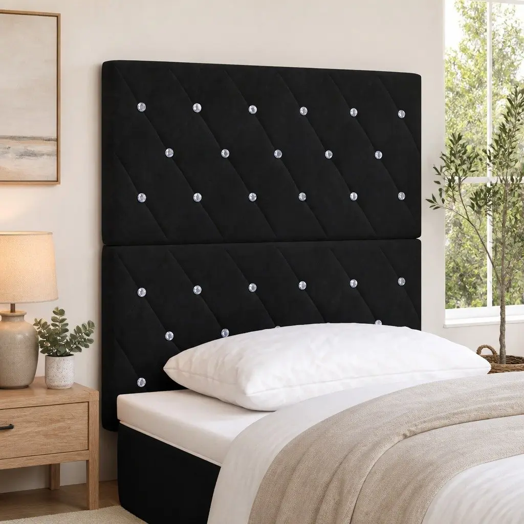 Black Velvet Upholstered Headboard 80cm for Modern Bedrooms